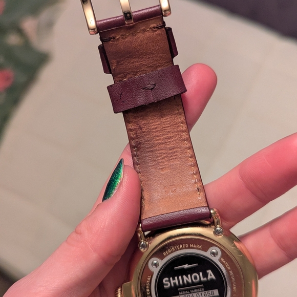 Shinola Runwell 47mm Watch with Maroon Leather Strap - Picture 8 of 10